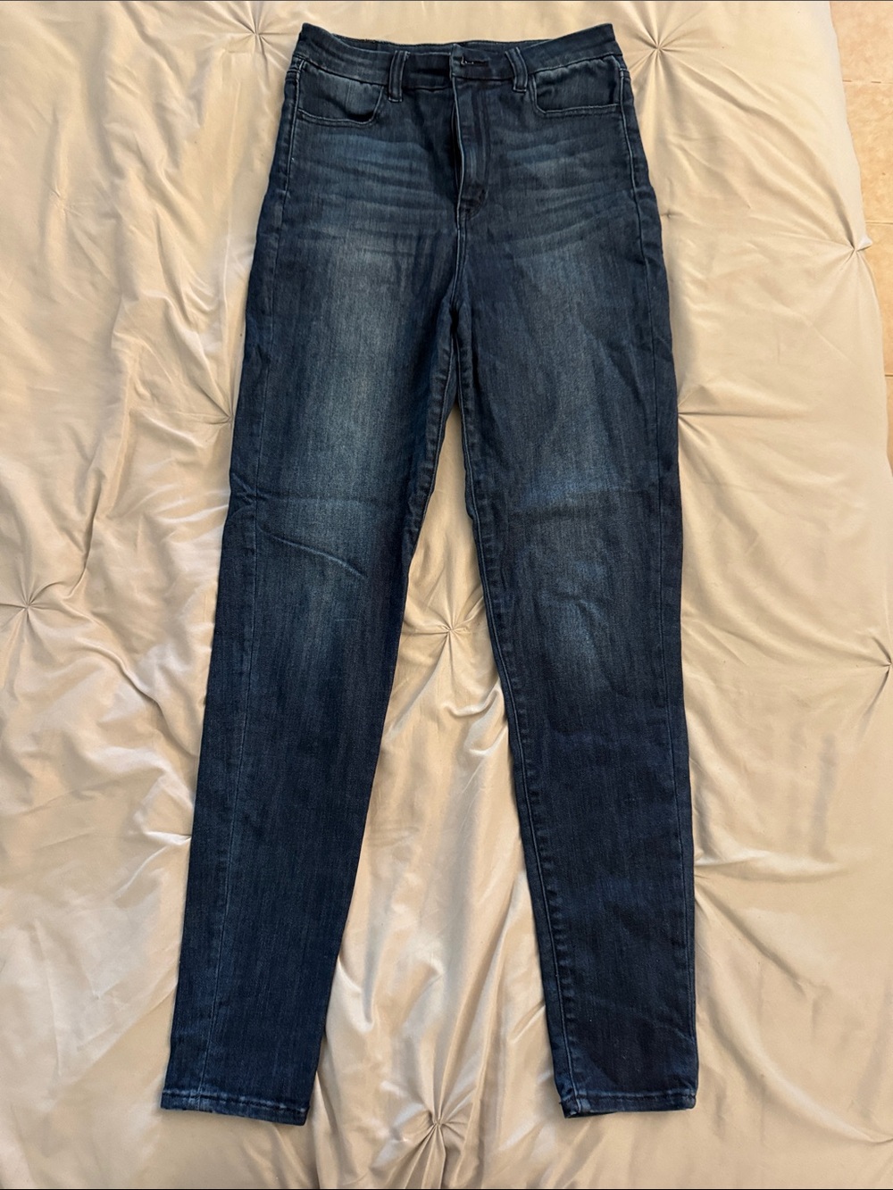 American Eagle Outfitters Long High Waisted Dark Blue Skinny Jeans